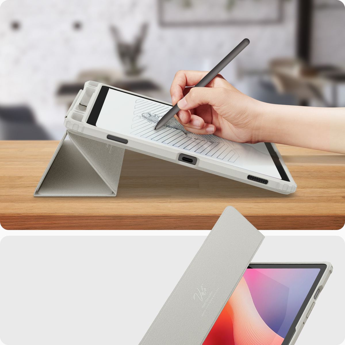 Etui Spigen Ultra Hybrid Pro do Galaxy Tab S10 FE, szaro-przezroczyste